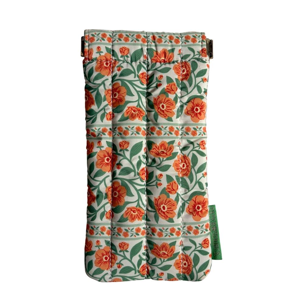 Paper Source Quilted Eyeglass / Sunglass Case (Orange Floral)